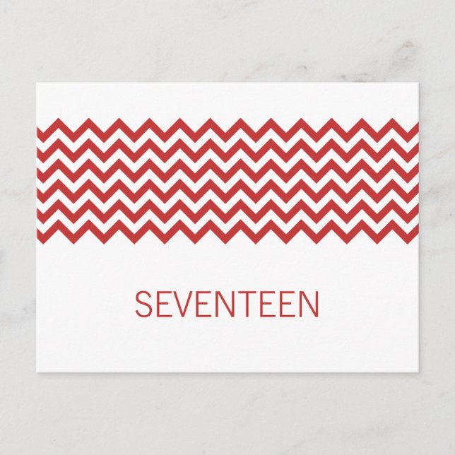 Red Simple Chevron Table Number Postcard (Front)