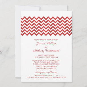 Red Simple Chevron Wedding Invite
