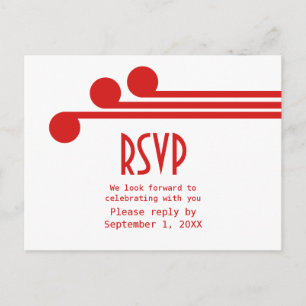 Red Simple Deco Chic RSVP Postcard