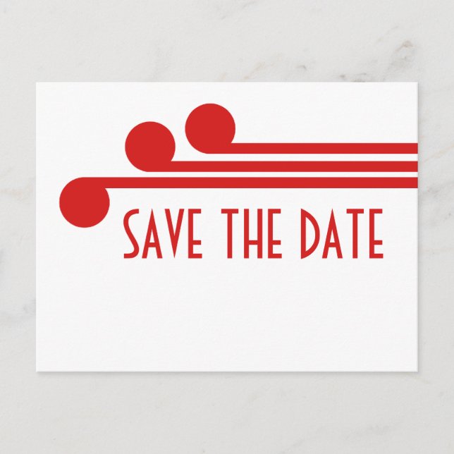 Red Simple Deco Chic Save the Date Postcard (Front)