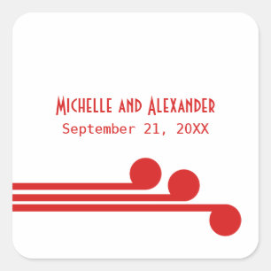 Red Simple Deco Chic Wedding Stickers