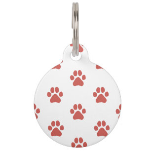 Red Simple Dog Paw Print Paw Prints Forever Pet Tag