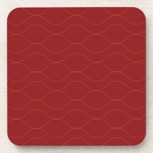 Red, simple, elegant, cool wave abstraction art coaster