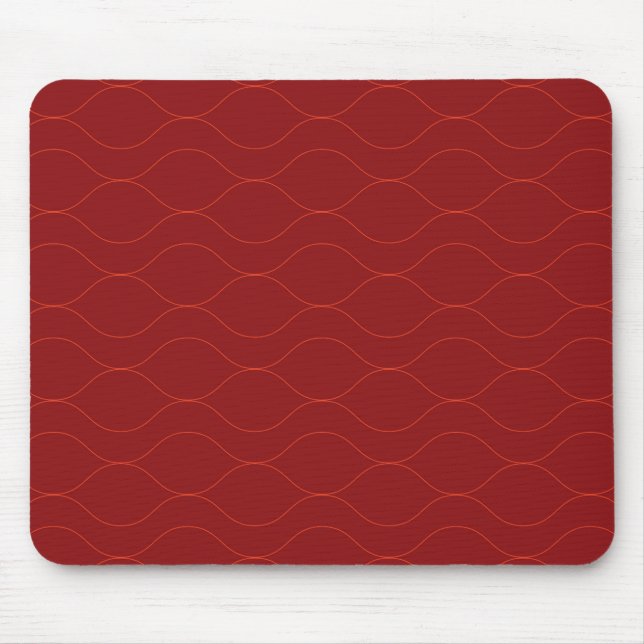 Red, simple, elegant, cool wave abstraction art mouse pad (Front)