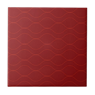 Red, simple, elegant, cool wave abstraction art tile