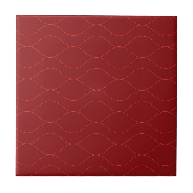 Red, simple, elegant, cool wave abstraction art tile (Front)