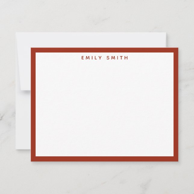 Red Simple Modern Note Card (Front)