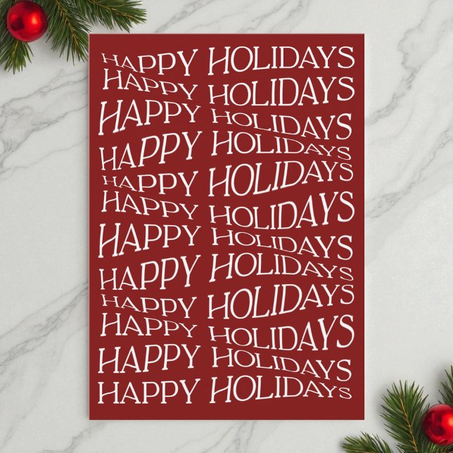 Red Simple Modern Unique Typography Happy Holidays Holiday Card (Red Simple Modern Unique Typography Happy Holidays Holiday Card)