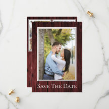 Red Simple Rustic Photo Save The Date