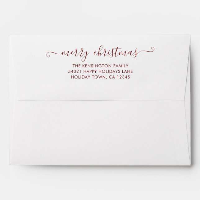 Red Simple Script Merry Christmas Return Address Envelope (Back (Top Flap))