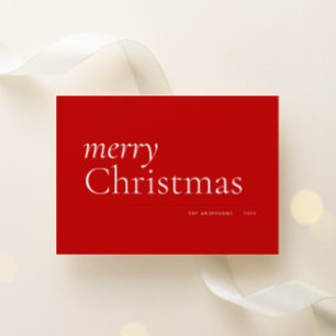 Red Simple Serif Merry Holiday Card