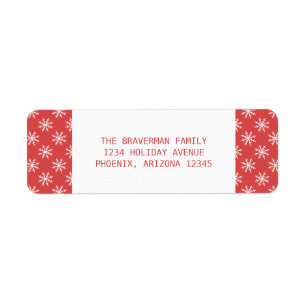 Red Simple Snowflake Holiday Address Labels