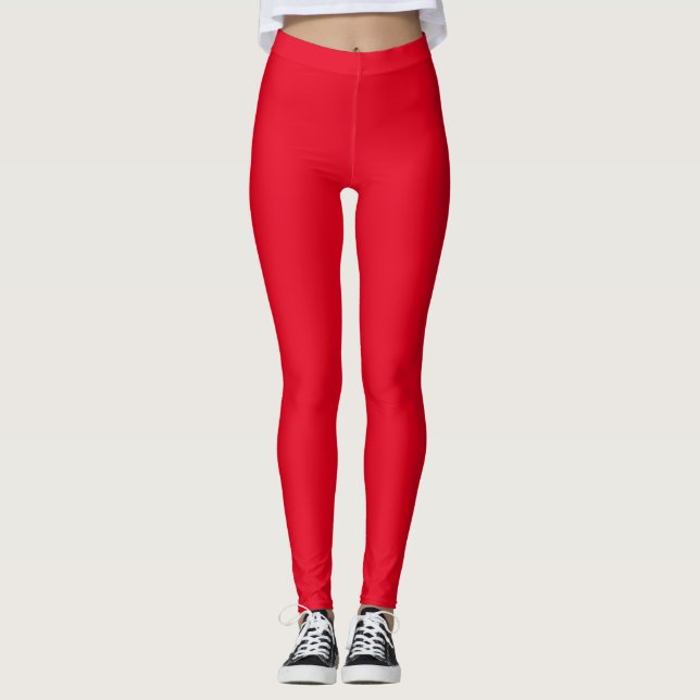 Red Simple Solid Leggings (Front)