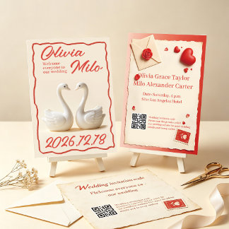 Red simplicity wedding invitation
