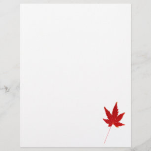 Red single autumn leaf custom letterhead