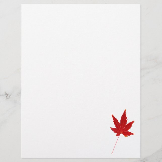 Red single autumn leaf custom letterhead (Front)