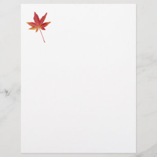 Red single autumn leaf custom letterhead