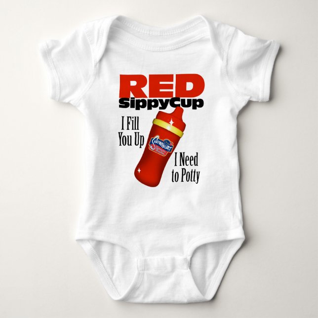 Red Sippy Cup Baby Bodysuit (Front)