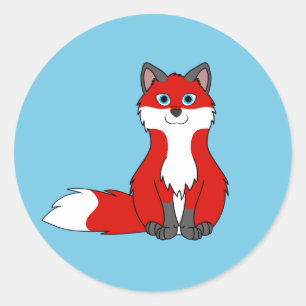 Red Sitting Fox Kit with Dark Markings Classic Round Sticker