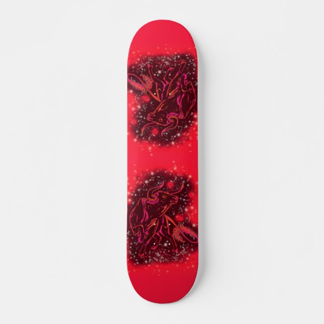 Red Skateboard Bulls Running Starry Night (Front)