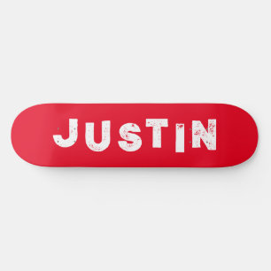 Red skateboard solid color personalised name