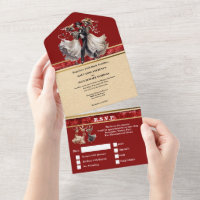 Red skeleton bride groom gothic wedding