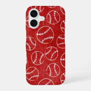 Red Sketched Baseball iPhone 16 Case