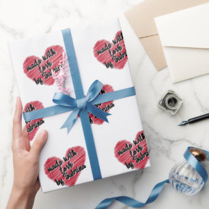 Red Sketchy Heart Made With Love Wrapping Paper