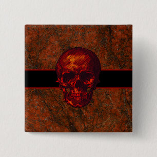 Red Skull 15 Cm Square Badge