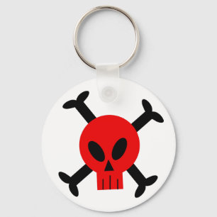 Red Skull And Crossbones Keychain
