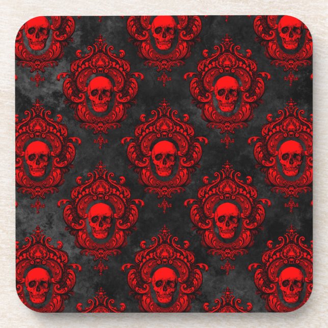 Red Skull and Gothic Black Coaster (Front)