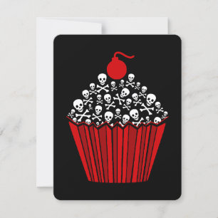 +{ Red Skull Cupcake }+ Invitation