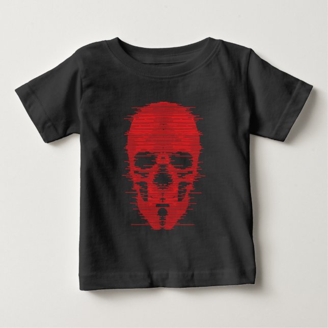 Red Skull Glitch Art Baby T-Shirt (Front)