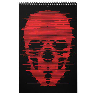 Red Skull Glitch Art Calendar