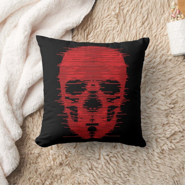 Red Skull Glitch Art Cushion (Blanket)