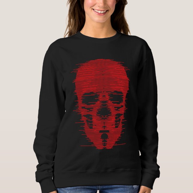 Red Skull Glitch Art Sweatshirt (Front)