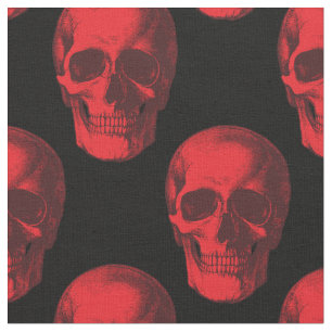 Red Skull Gothic Halloween Creepy Fabric