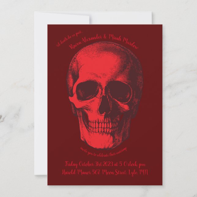Red Skull Gothic Wedding Invitation (Front)