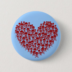 Red Skull Heart Pin