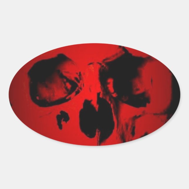 Red Skull Oval Sticker (Front)