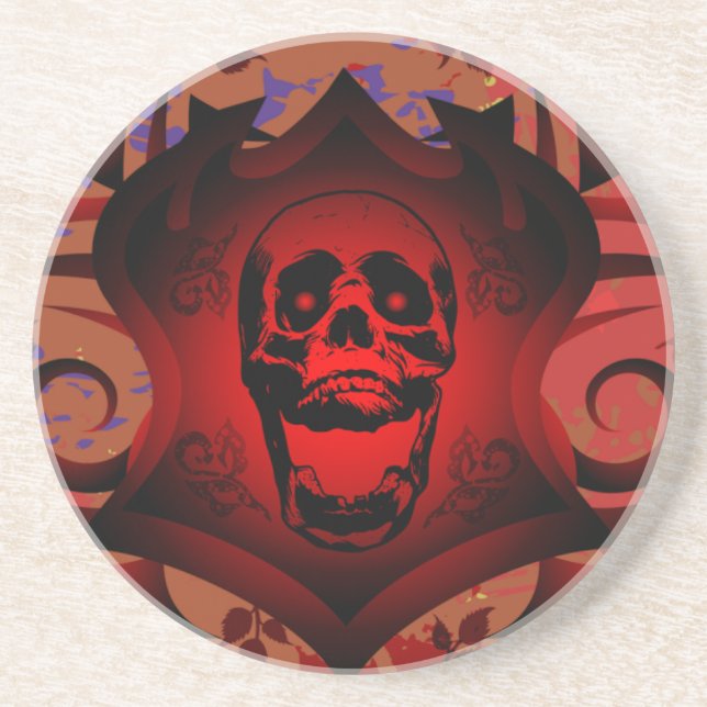 Red Skull Shield Coaster (Front)