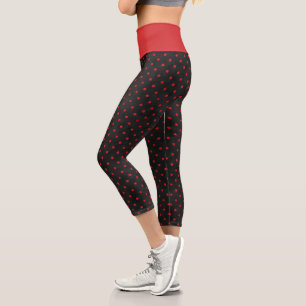 Red Skulls and Sunflower Series Design 14 Capri Leggings
