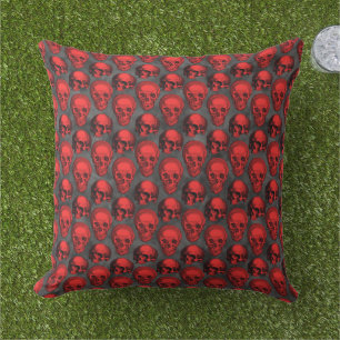 Red Skulls and Sunflower Series Design 1  Cushion