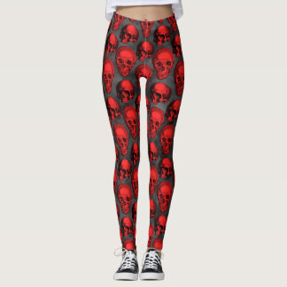 Red Skulls and Sunflower Series Design 1  Leggings