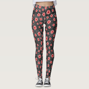 Red Skulls and Sunflower Series Design 2 Leggings