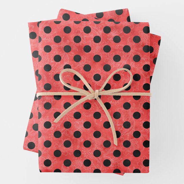 Red Skulls and Sunflower Series Design 4 Wrapping Paper Sheet (In situ)