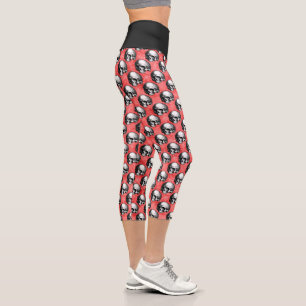 Red Skulls and Sunflower Series Design 8 Capri Leggings