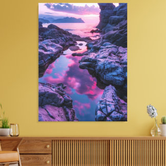 red sky and rocks canvas print
