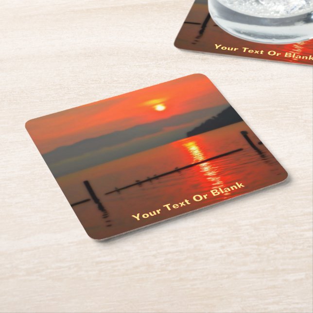 Red Sky At Morning Square Paper Coaster (Angled)