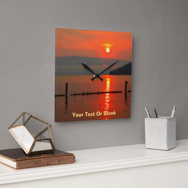Red Sky At Morning Square Wall Clock (Office)